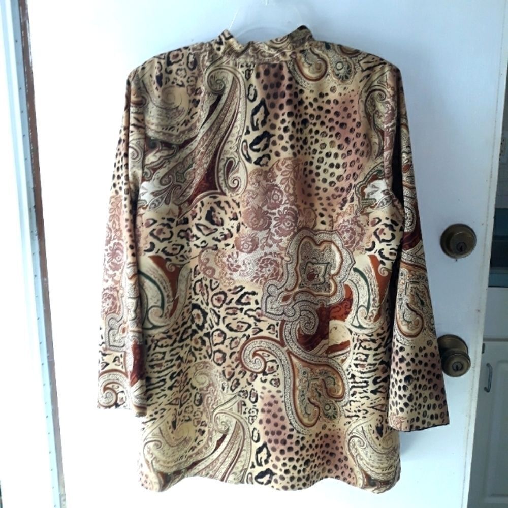 Vintage BFA Classic Plus Paisley Animal Print Long Sleeve Open Blazer Si… - Picture 11 of 15